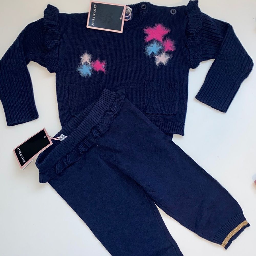 Andy & Evan sweater & pant set girl kid New